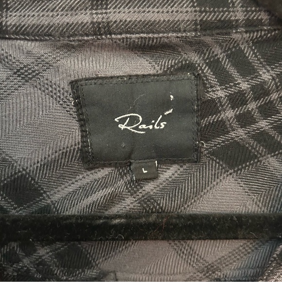 Rails Hunter Charcoal Dip Dye Ombre plaid button front shirt size large - Picture 3 of 10